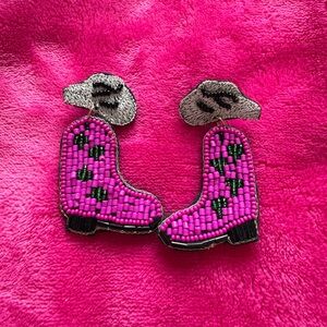 Cowgirl Boots Handmade Beaded Earrings